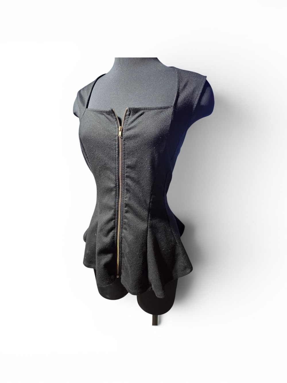 Finesse Black Women’s Peplum Top with Square Neck 2XL image 2
